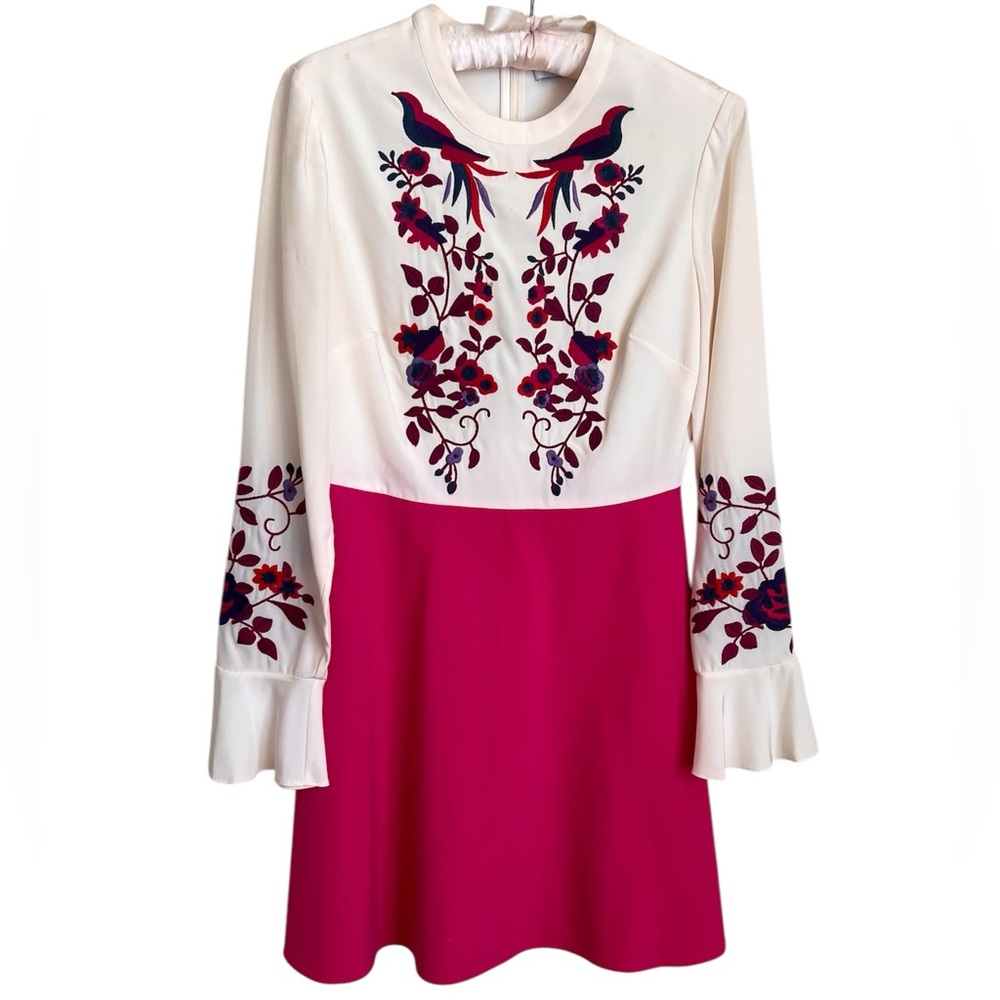Tanya Taylor 100 % Silk Embroidered
Bodice Mini Dress